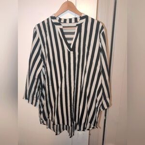 Black and White Striped Women's Top